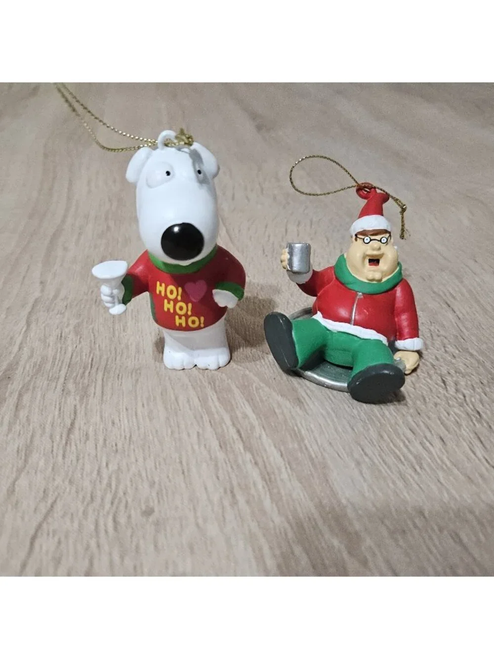 Set Of 2 Family Guy Christmas Ornaments Brian & Peter Griffin